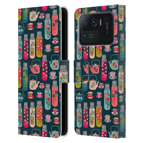 Andrea Lauren Design Food Pattern Jars & Teacups Leather Book Wallet Case Cover For Xiaomi Mi 11 Ultra