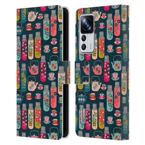 Andrea Lauren Design Food Pattern Jars & Teacups Leather Book Wallet Case Cover For Xiaomi 12T Pro
