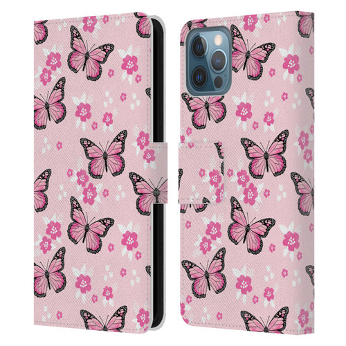 Andrea Lauren Design Lady Like Butterfly Leather Book Wallet Case Cover For Apple iPhone 12 / iPhone 12 Pro