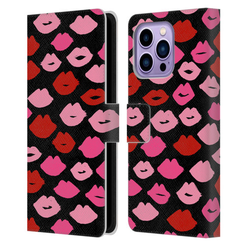 Andrea Lauren Design Lady Like Kisses Leather Book Wallet Case Cover For Apple iPhone 14 Pro Max
