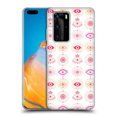 Cat Coquillette Linear Pink Evil Eyes Soft Gel Case for Huawei P40 Pro / P40 Pro Plus 5G