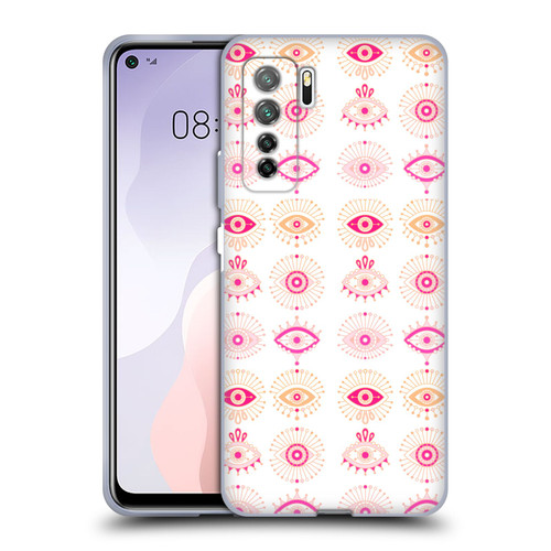 Cat Coquillette Linear Pink Evil Eyes Soft Gel Case for Huawei Nova 7 SE/P40 Lite 5G