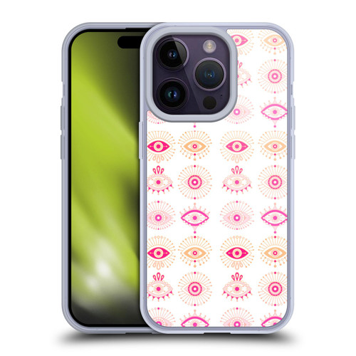Cat Coquillette Linear Pink Evil Eyes Soft Gel Case for Apple iPhone 14 Pro