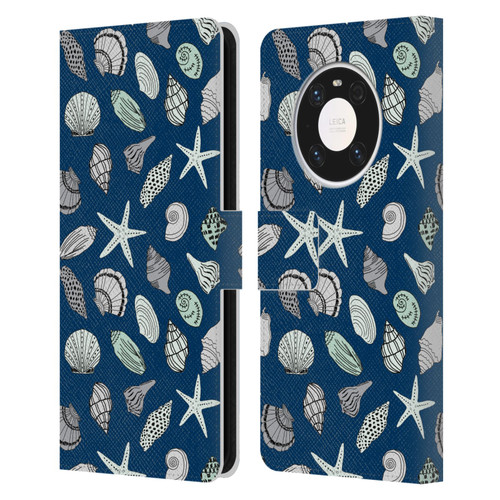 Andrea Lauren Design Sea Animals Shells Leather Book Wallet Case Cover For Huawei Mate 40 Pro 5G