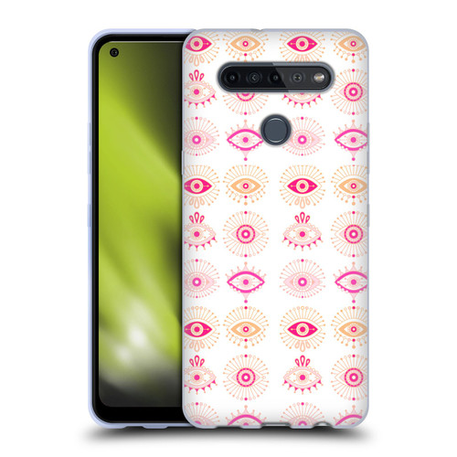 Cat Coquillette Linear Pink Evil Eyes Soft Gel Case for LG K51S