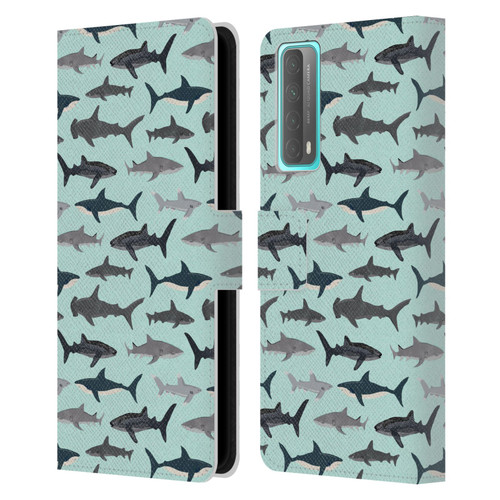 Andrea Lauren Design Sea Animals Sharks Leather Book Wallet Case Cover For Huawei P Smart (2021)