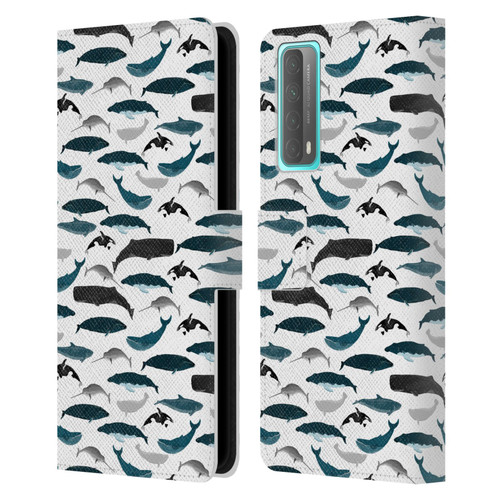Andrea Lauren Design Sea Animals Whales Leather Book Wallet Case Cover For Huawei P Smart (2021)