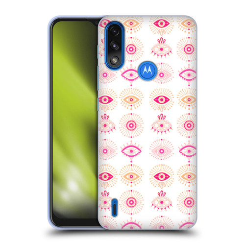 Cat Coquillette Linear Pink Evil Eyes Soft Gel Case for Motorola Moto E7 Power / Moto E7i Power