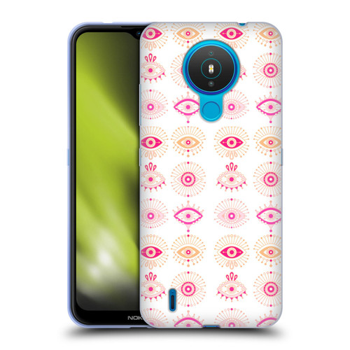 Cat Coquillette Linear Pink Evil Eyes Soft Gel Case for Nokia 1.4