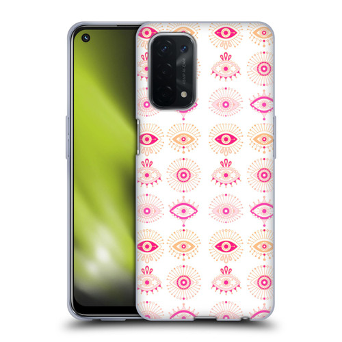 Cat Coquillette Linear Pink Evil Eyes Soft Gel Case for OPPO A54 5G