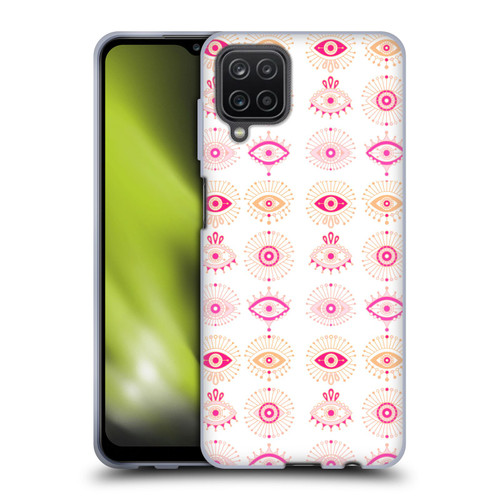 Cat Coquillette Linear Pink Evil Eyes Soft Gel Case for Samsung Galaxy A12 (2020)