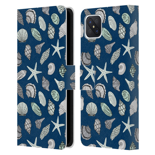 Andrea Lauren Design Sea Animals Shells Leather Book Wallet Case Cover For OPPO Reno4 Z 5G