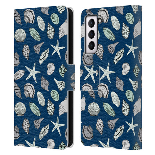 Andrea Lauren Design Sea Animals Shells Leather Book Wallet Case Cover For Samsung Galaxy S21 FE 5G