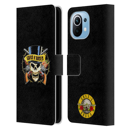 Guns N' Roses Key Art Top Hat Skull Leather Book Wallet Case Cover For Xiaomi Mi 11