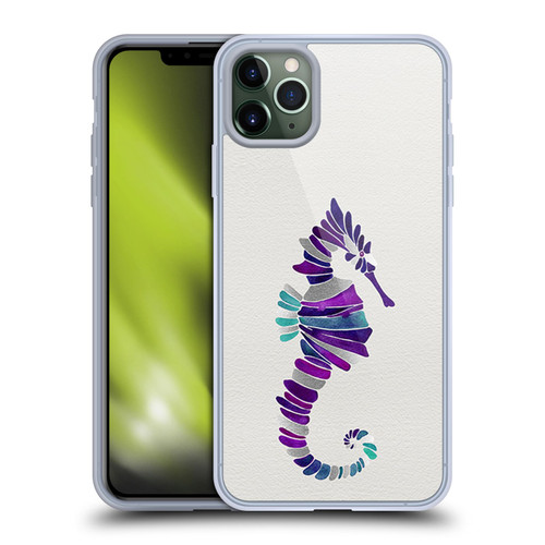 Cat Coquillette Sea Seahorse Purple Soft Gel Case for Apple iPhone 11 Pro Max