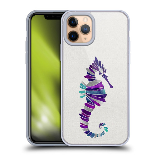 Cat Coquillette Sea Seahorse Purple Soft Gel Case for Apple iPhone 11 Pro