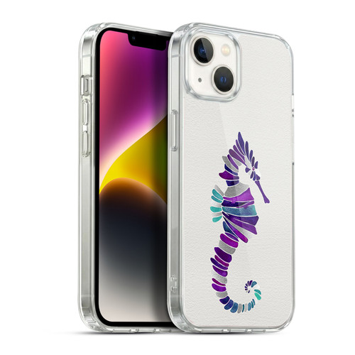 Cat Coquillette Sea Seahorse Purple Soft Gel Case for Apple iPhone 14 Plus & MagSafe