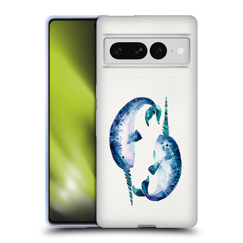 Cat Coquillette Sea Blue Narwhals Soft Gel Case for Google Pixel 7 Pro