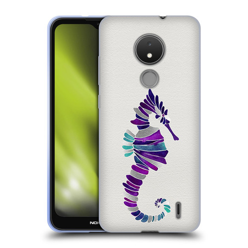 Cat Coquillette Sea Seahorse Purple Soft Gel Case for Nokia C21