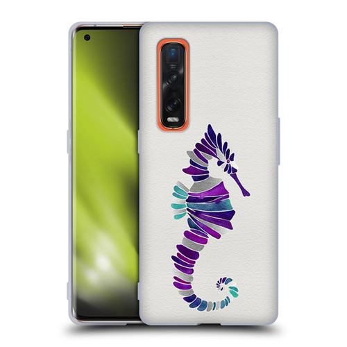Cat Coquillette Sea Seahorse Purple Soft Gel Case for OPPO Find X2 Pro 5G