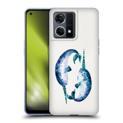 Cat Coquillette Sea Blue Narwhals Soft Gel Case for OPPO Reno8 4G