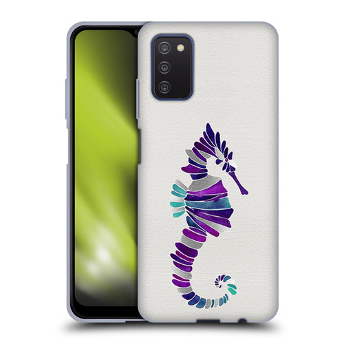 Cat Coquillette Sea Seahorse Purple Soft Gel Case for Samsung Galaxy A03s (2021)