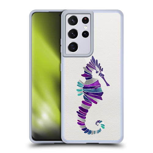 Cat Coquillette Sea Seahorse Purple Soft Gel Case for Samsung Galaxy S21 Ultra 5G