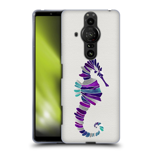 Cat Coquillette Sea Seahorse Purple Soft Gel Case for Sony Xperia Pro-I