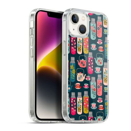 Andrea Lauren Design Food Pattern Jars & Teacups Soft Gel Case for Apple iPhone 14 Plus & MagSafe