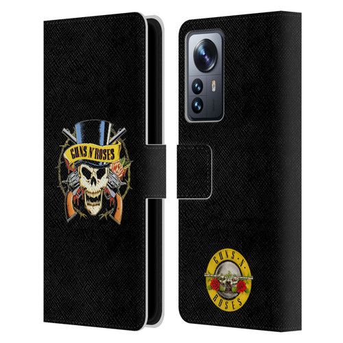 Guns N' Roses Key Art Top Hat Skull Leather Book Wallet Case Cover For Xiaomi 12 Pro