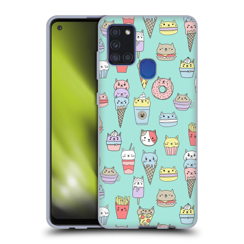 Andrea Lauren Design Food Pattern Catfood Soft Gel Case for Samsung Galaxy A21s (2020)