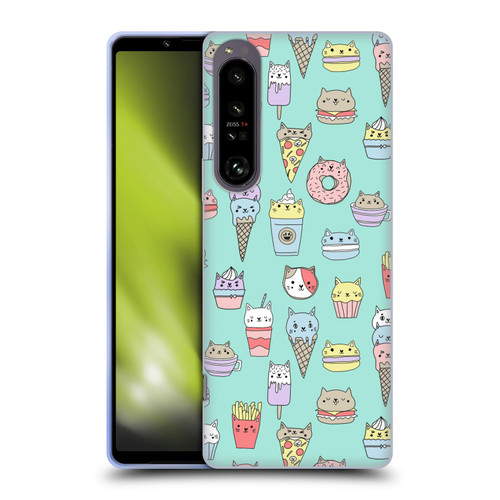 Andrea Lauren Design Food Pattern Catfood Soft Gel Case for Sony Xperia 1 IV