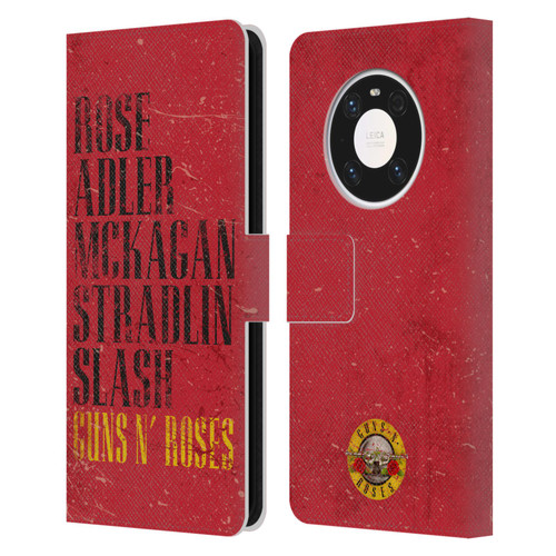 Guns N' Roses Vintage Names Leather Book Wallet Case Cover For Huawei Mate 40 Pro 5G