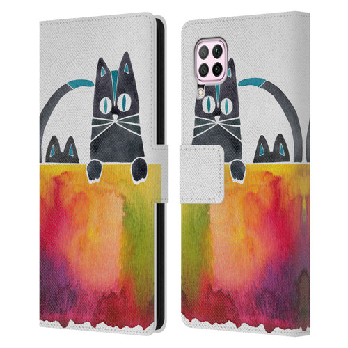 Cat Coquillette Animals 2 Cats Leather Book Wallet Case Cover For Huawei Nova 6 SE / P40 Lite