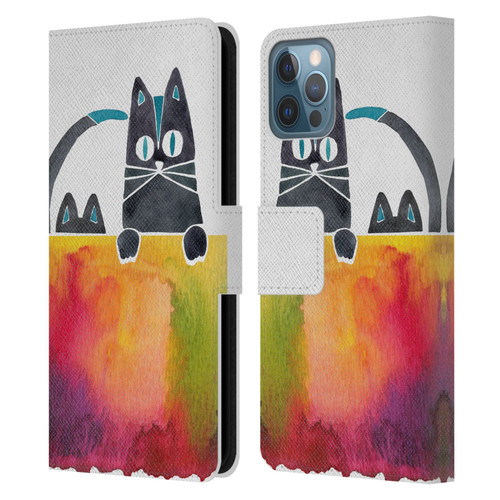 Cat Coquillette Animals 2 Cats Leather Book Wallet Case Cover For Apple iPhone 12 / iPhone 12 Pro