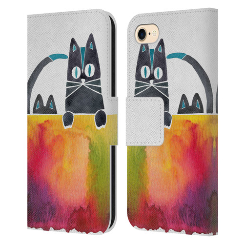 Cat Coquillette Animals 2 Cats Leather Book Wallet Case Cover For Apple iPhone 7 / 8 / SE 2020 & 2022