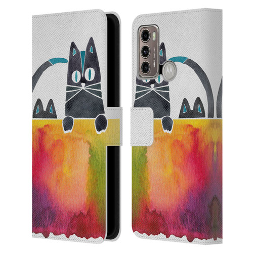 Cat Coquillette Animals 2 Cats Leather Book Wallet Case Cover For Motorola Moto G60 / Moto G40 Fusion