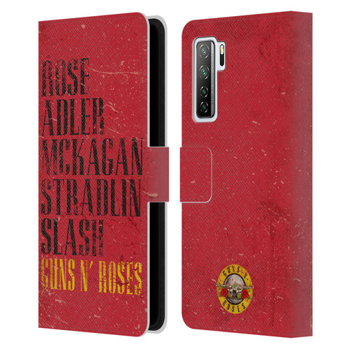 Guns N' Roses Vintage Names Leather Book Wallet Case Cover For Huawei Nova 7 SE/P40 Lite 5G