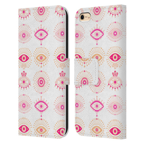 Cat Coquillette Linear Pink Evil Eyes Leather Book Wallet Case Cover For Apple iPhone 6 / iPhone 6s