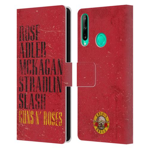 Guns N' Roses Vintage Names Leather Book Wallet Case Cover For Huawei P40 lite E