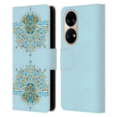 Cat Coquillette Patterns 6 Lotus Bloom Mandala 2 Leather Book Wallet Case Cover For Huawei P50