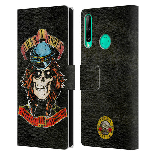 Guns N' Roses Vintage Rose Leather Book Wallet Case Cover For Huawei P40 lite E