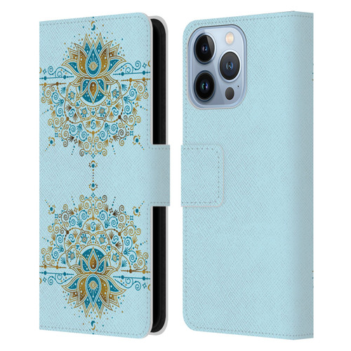 Cat Coquillette Patterns 6 Lotus Bloom Mandala 2 Leather Book Wallet Case Cover For Apple iPhone 13 Pro