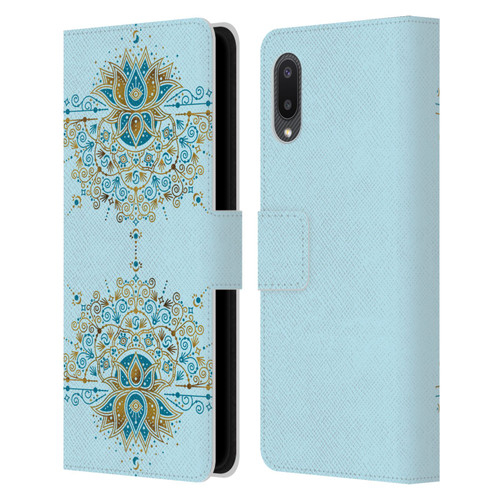 Cat Coquillette Patterns 6 Lotus Bloom Mandala 2 Leather Book Wallet Case Cover For Samsung Galaxy A02/M02 (2021)