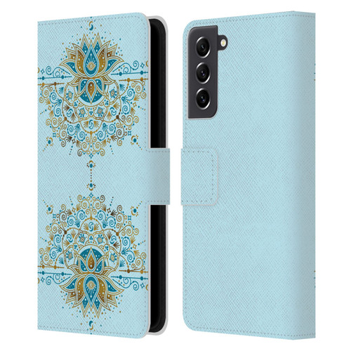 Cat Coquillette Patterns 6 Lotus Bloom Mandala 2 Leather Book Wallet Case Cover For Samsung Galaxy S21 FE 5G