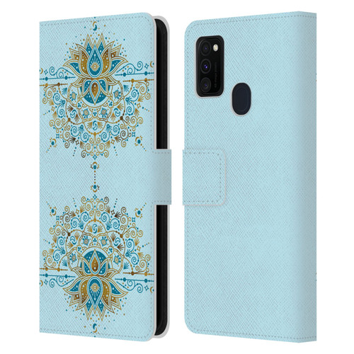 Cat Coquillette Patterns 6 Lotus Bloom Mandala 2 Leather Book Wallet Case Cover For Samsung Galaxy M30s (2019)/M21 (2020)