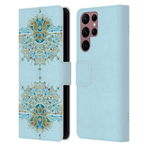 Cat Coquillette Patterns 6 Lotus Bloom Mandala 2 Leather Book Wallet Case Cover For Samsung Galaxy S22 Ultra 5G