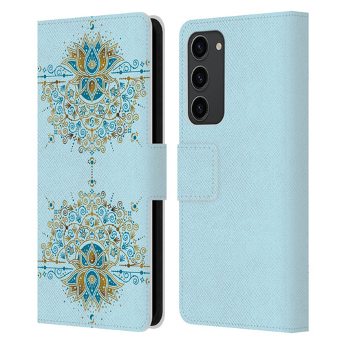 Cat Coquillette Patterns 6 Lotus Bloom Mandala 2 Leather Book Wallet Case Cover For Samsung Galaxy S23+ 5G