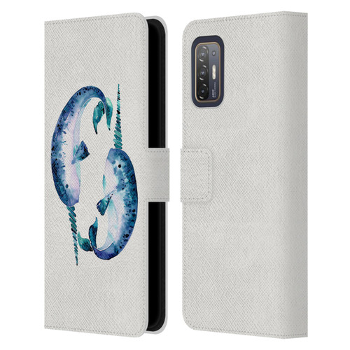 Cat Coquillette Sea Blue Narwhals Leather Book Wallet Case Cover For HTC Desire 21 Pro 5G