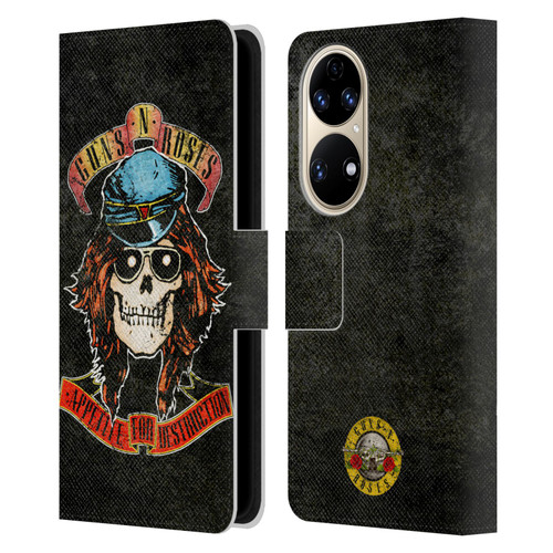 Guns N' Roses Vintage Rose Leather Book Wallet Case Cover For Huawei P50